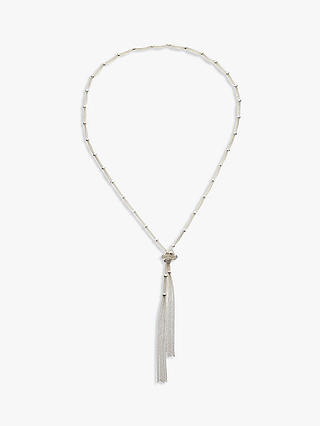 John Lewis & Partners Ring and Knot Long Necklace, Silver