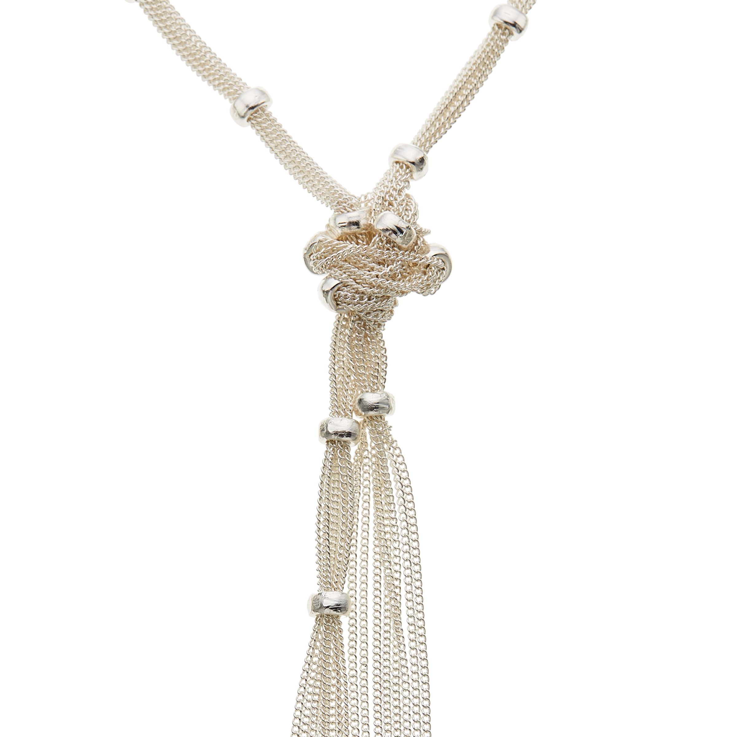 John Lewis & Partners Ring and Knot Long Necklace, Silver at John Lewis ...