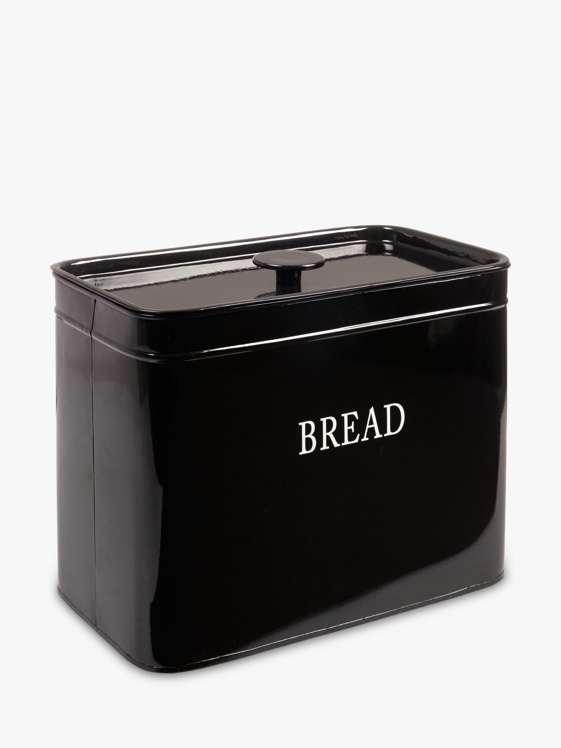 John Lewis Classic Enamel Bread Bin, Black at John Lewis & Partners