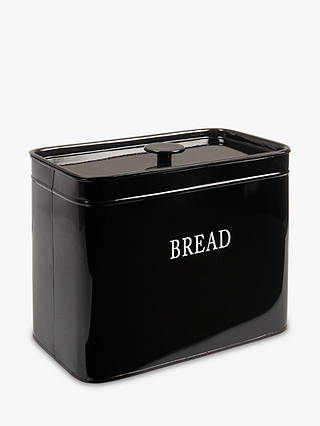 John Lewis & Partners Classic Enamel Bread Bin, Black