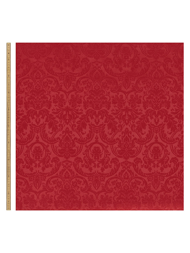 John Lewis & Partners Damask Weave Acrylic Coated Tablecloth Fabric, Red