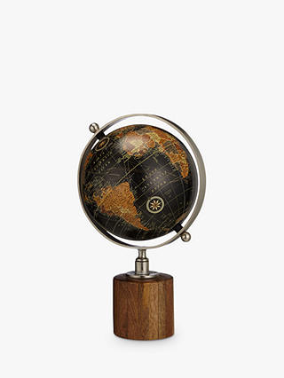 John Lewis & Partners Globe on Wooden Stand, Black