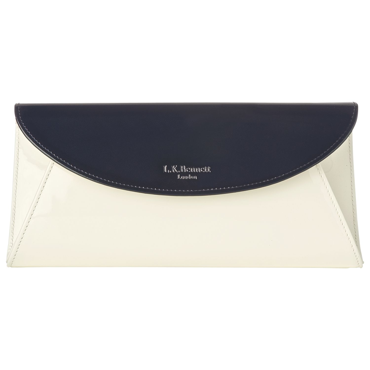 navy and ivory clutch bag