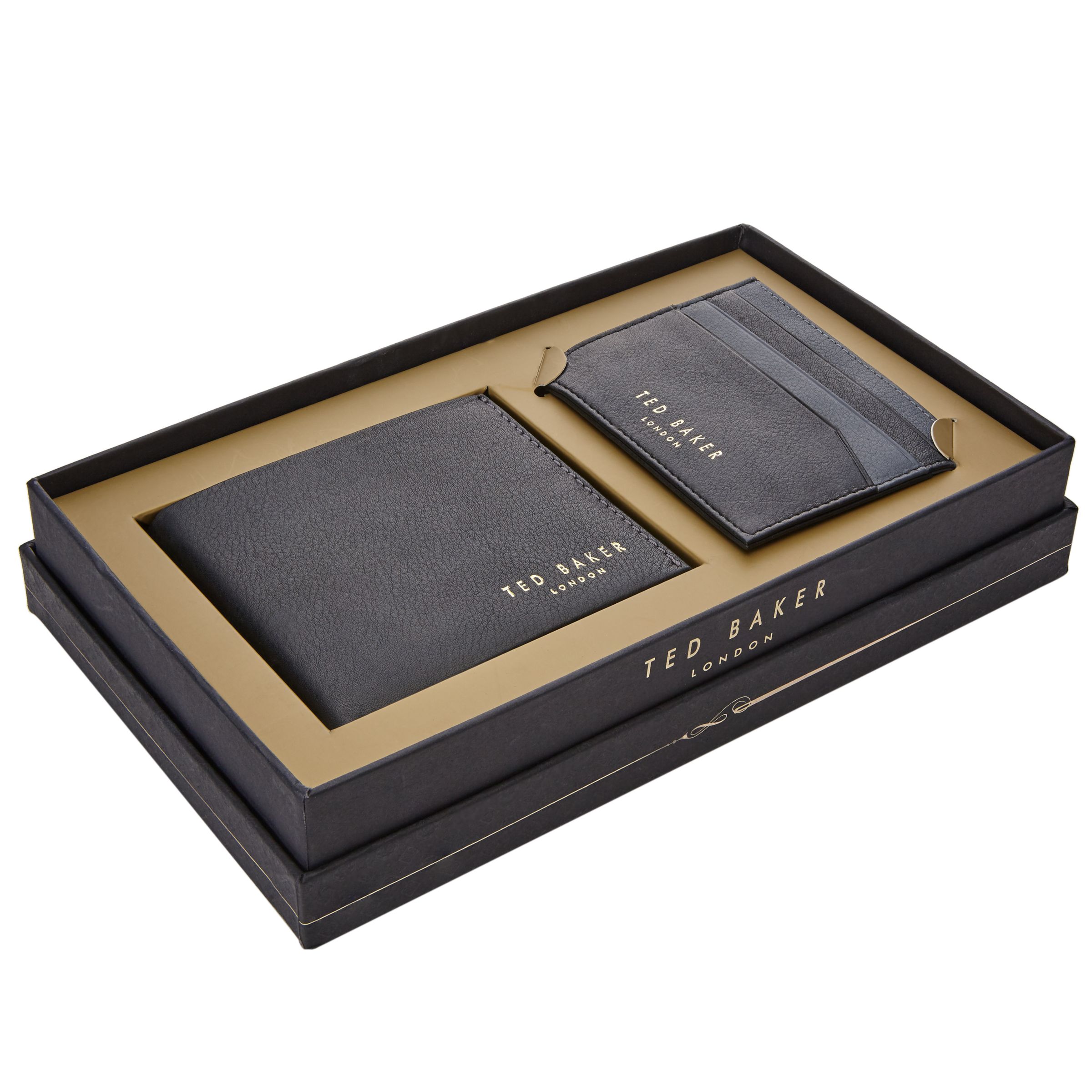 Ted Baker Leather Wallet & Card Holder Gift Set, Black at John Lewis & Partners