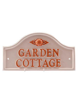 The House Nameplate Company Personalised Painted Aluminium Bridge House Sign, Flower Scroll Motif, Small, W36 x H19cm