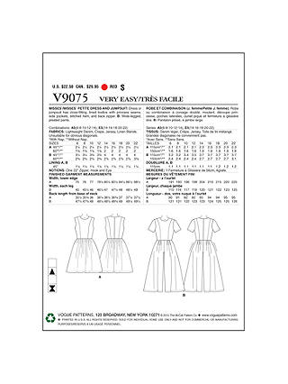 Vogue Very Easy Dress and Jumpsuit Sewing Pattern, 9075, E5
