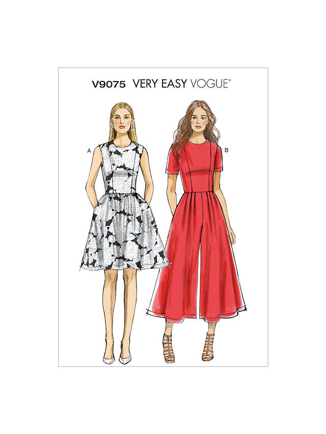 Vogue Very Easy Dress and Jumpsuit Sewing Pattern, 9075, A5