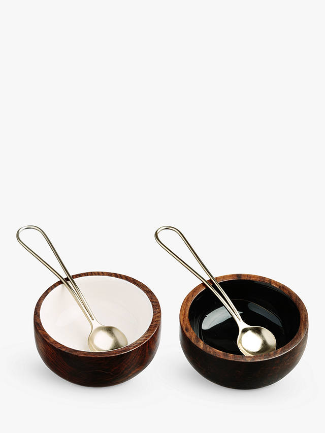 The Just Slate Company Wood Bowls & Spoons, Set of 2, Natural/Brass