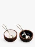 Selbrae House Wood Bowls & Spoons, Set of 2, Natural/Brass