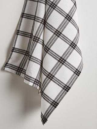 ANYDAY John Lewis & Partners Cotton Tea Towels, Set of 5, Black/White