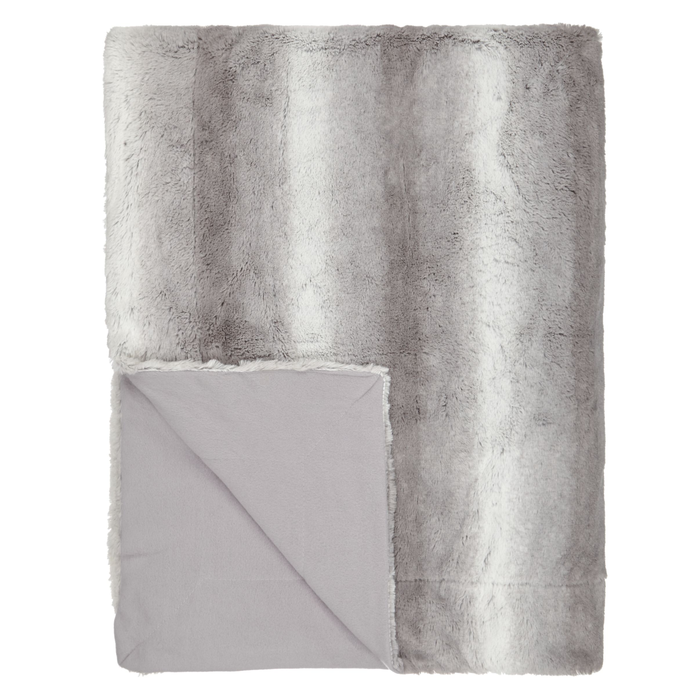 John Lewis Stripe Faux Fur Throw Blanket, Grey at John Lewis & Partners