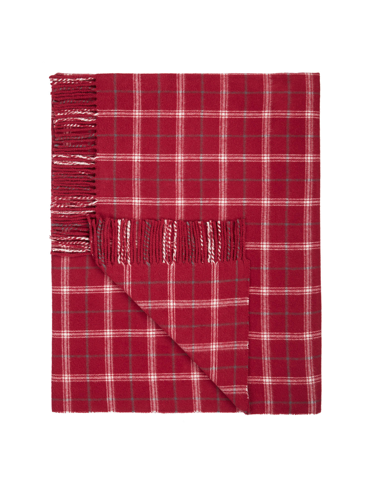John Lewis Simple Check Throw Blanket, Red at John Lewis & Partners