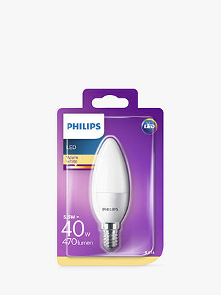 Philips 5.5W SES LED Candle Light Bulb, Frosted