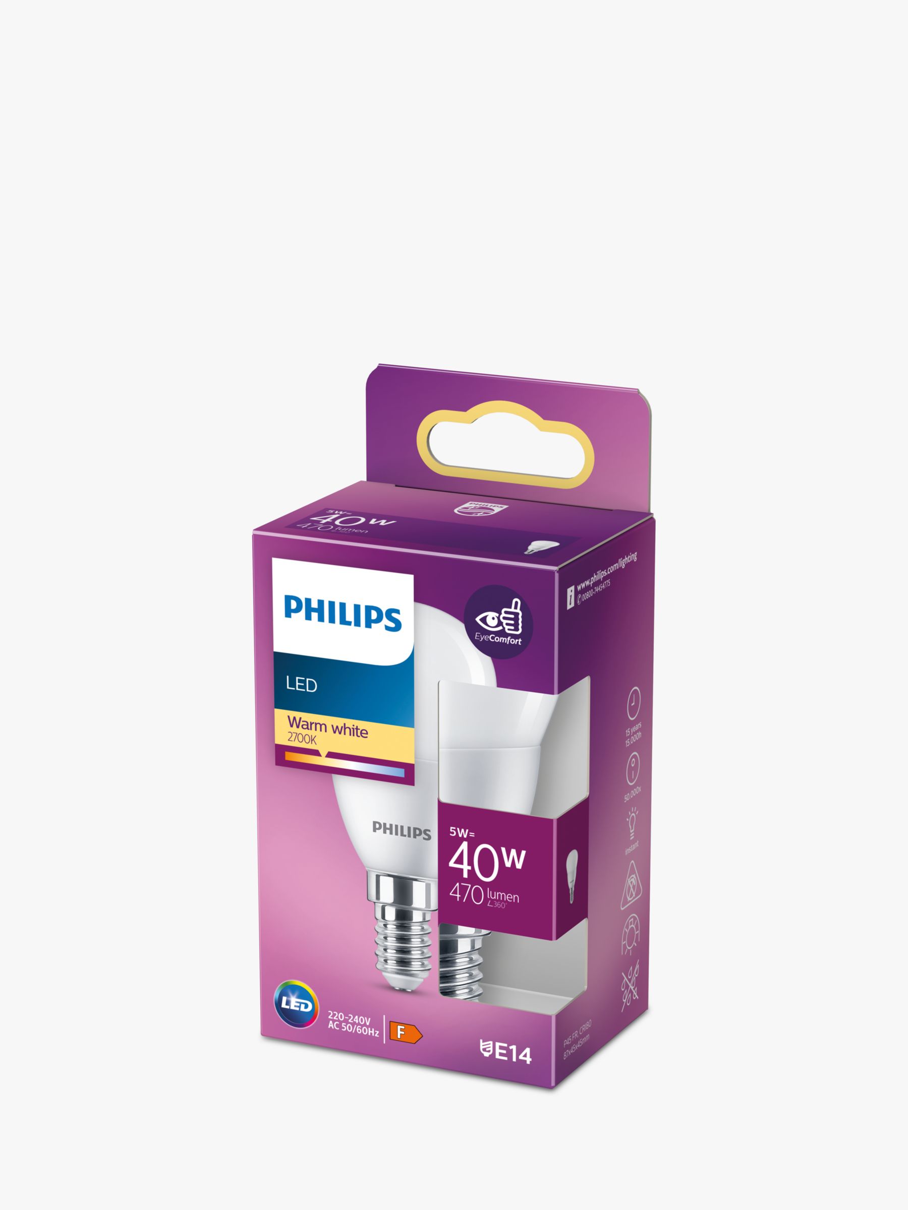 Snelkoppelingen Net zo reparatie Philips 5.5W LED SES Golf Ball Light Bulb, Frosted
