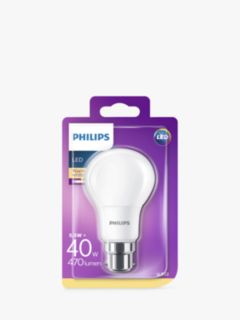Philips 5.5W BC LED Classic Light Bulb, Frosted