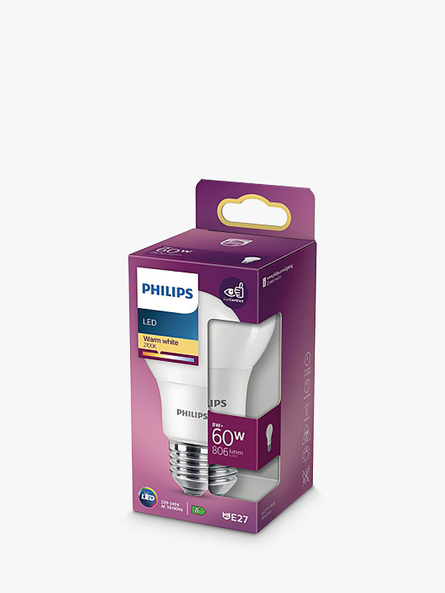 Philips 8W ES LED Classic Light Bulb, Frosted