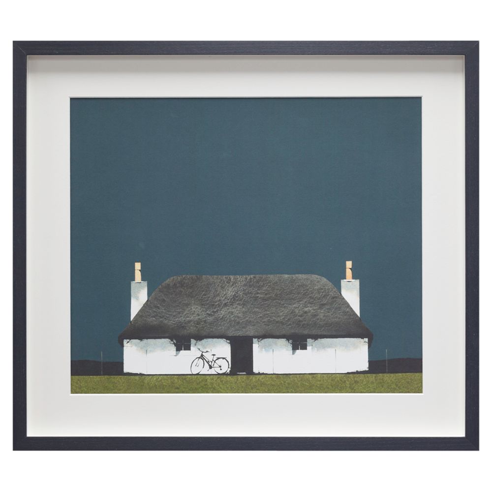 Buy Ron Lawson - Cottage And Bike, Framed Print, 45 x 52cm | John Lewis