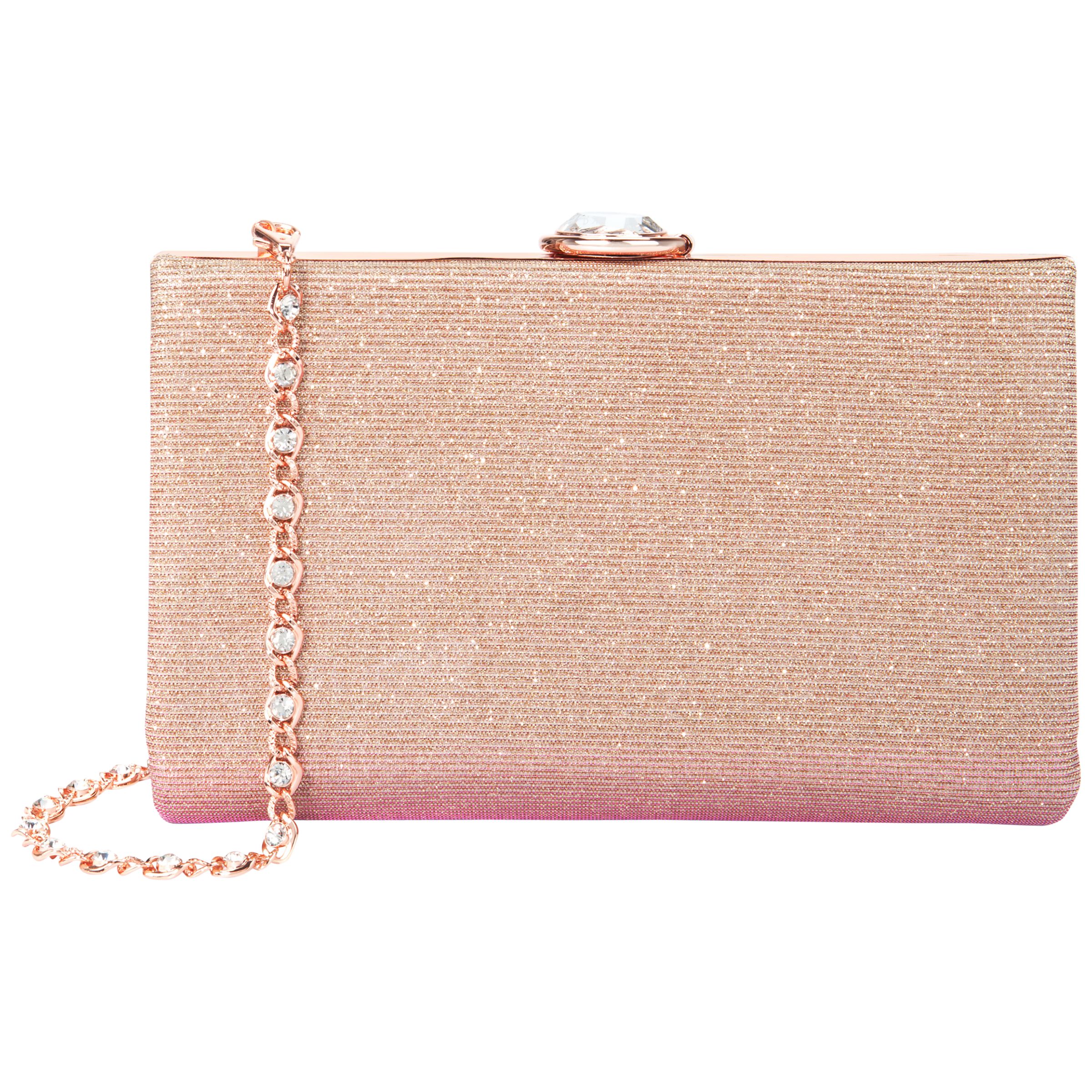 Ted Baker Giselle Hard Case Glitter Clutch Bag, Dusky Pink at John ...