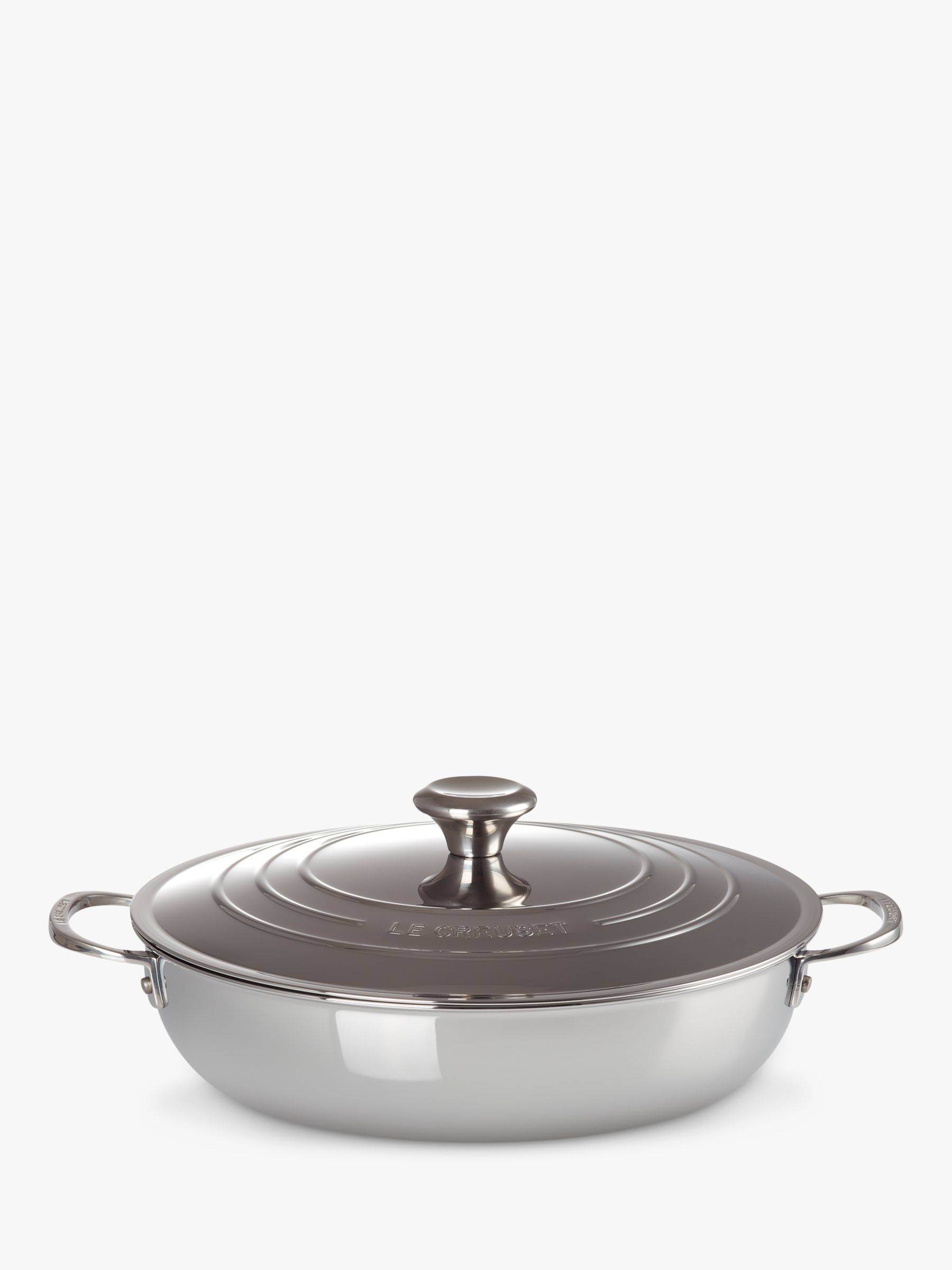 Le Creuset Signature 3-Ply Stainless Steel Shallow Casserole with Lid, 30cm