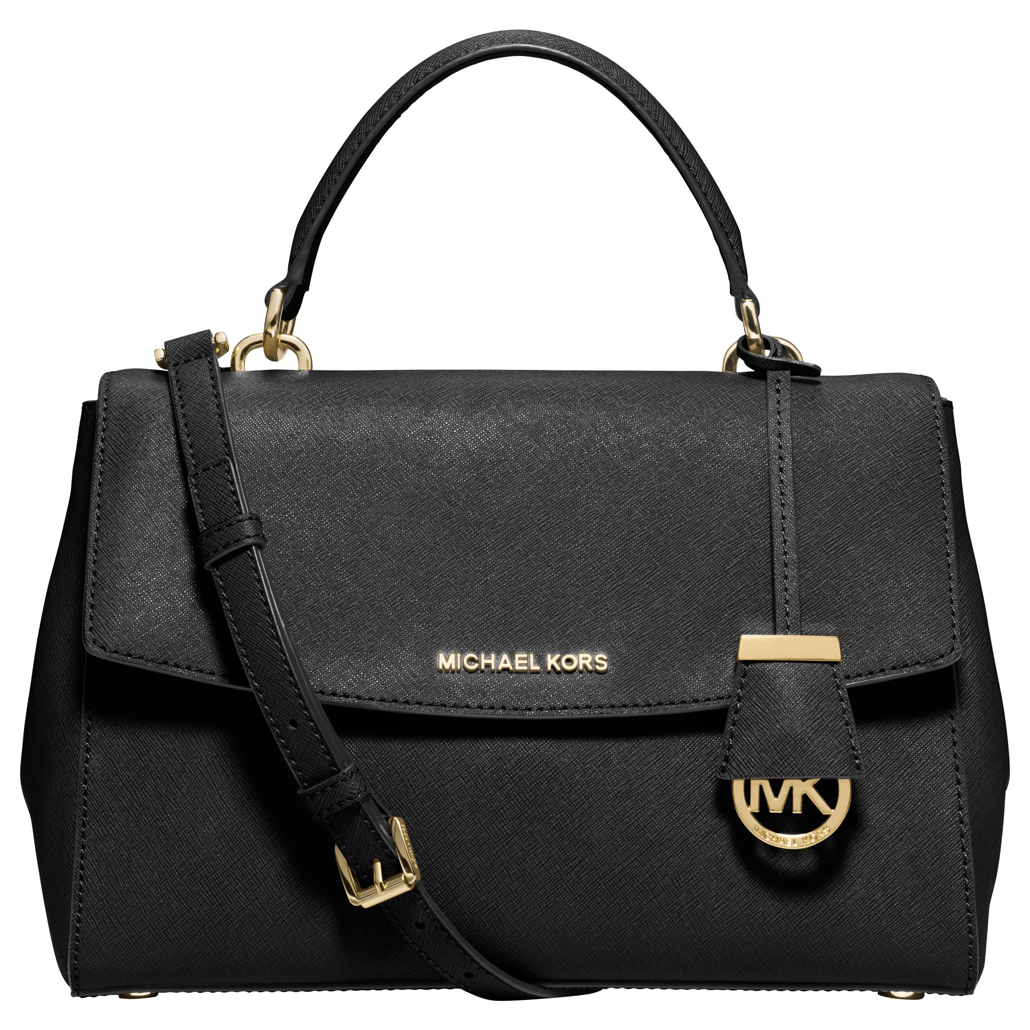 Michael Kors Ava Medium Black TH Satchel Leather Handbag $328 30T8GAVS2I