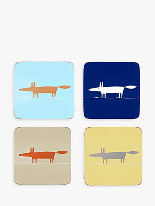 Scion Cork-Backed Mr Fox Coasters, Assorted, Set of 4
