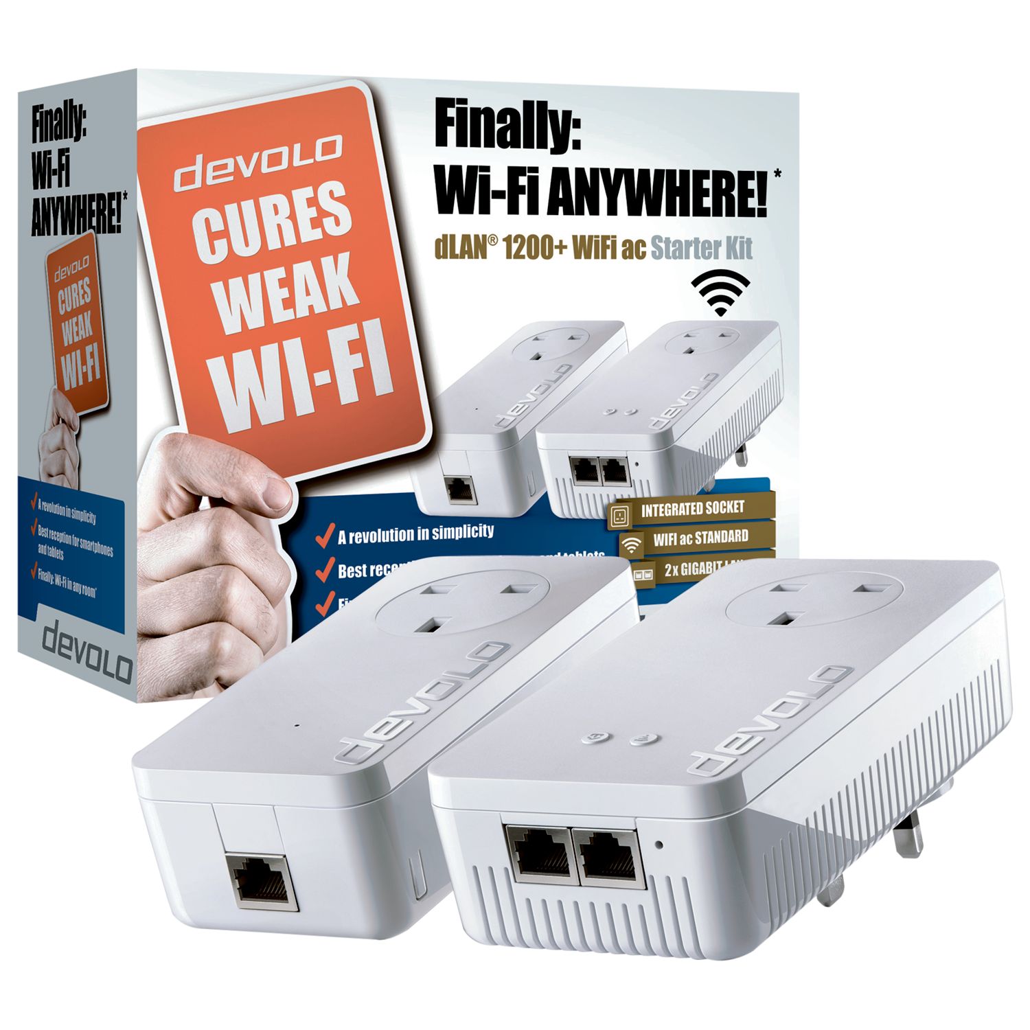 devolo dLAN 500 WiFi Powerline Adapter Kit - Triple Pack for sale