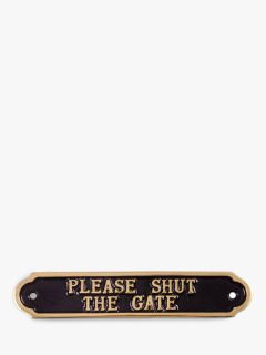 The House Nameplate Company Brass "Please Shut the Gate" Sign, W24 x H5cm