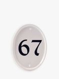 The House Nameplate Company Ceramic Oval House Number, W12.5 x H16.5cm, White