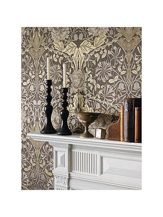 Morris & Co. Honeysuckle & Tulip Wallpaper, Charcoal/Gold, DM3W214701