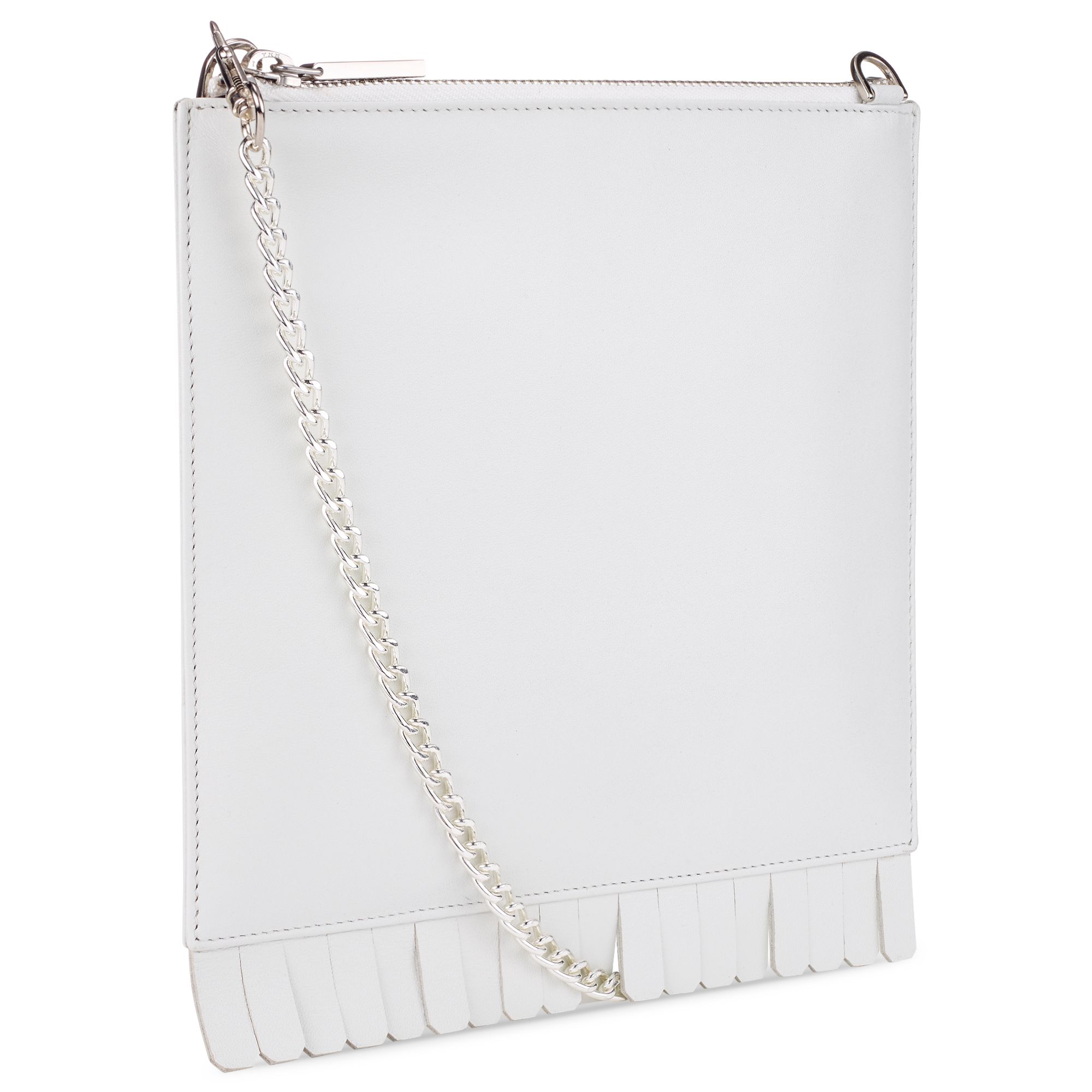 white chain clutch bag