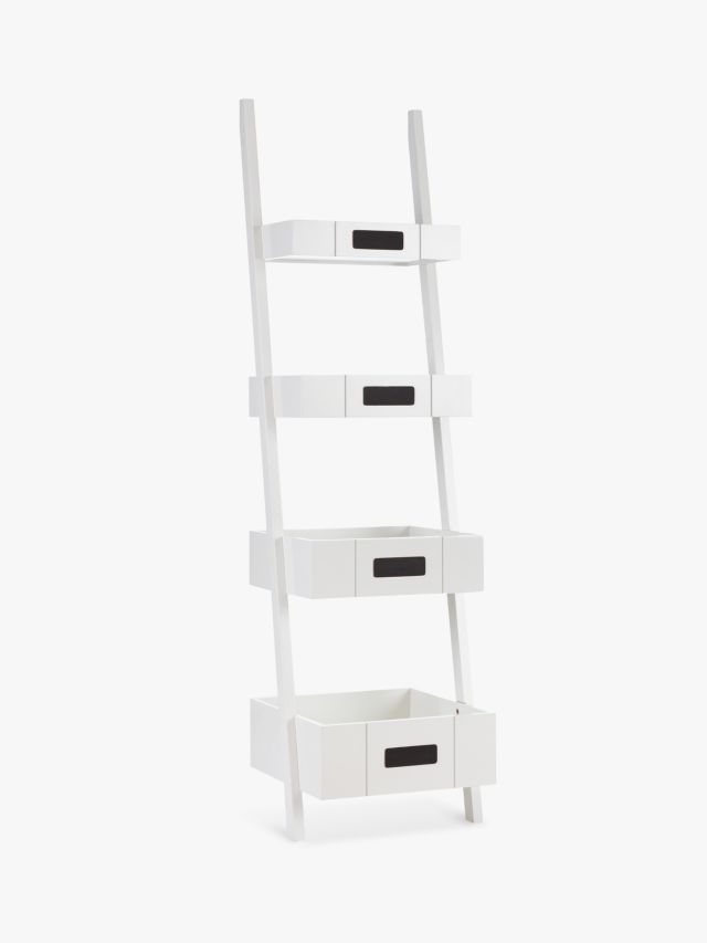 White ladder clearance shelf with drawers