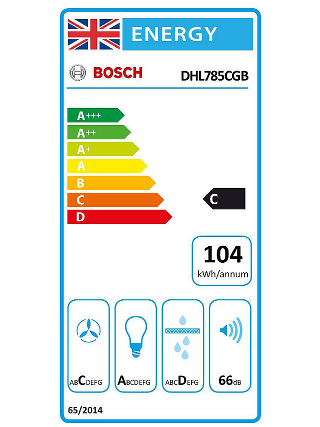 Buy Bosch DHL785CGB 70cm Canopy Cooker Hood, C Energy Rating, Brushed Steel Online at johnlewis.com