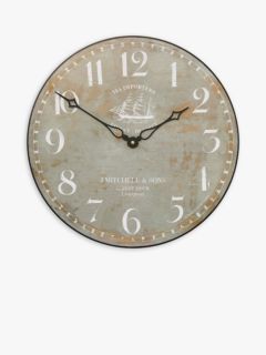 Lascelles Tea Clipper Ship Wall Clock, Dia.36cm, Grey