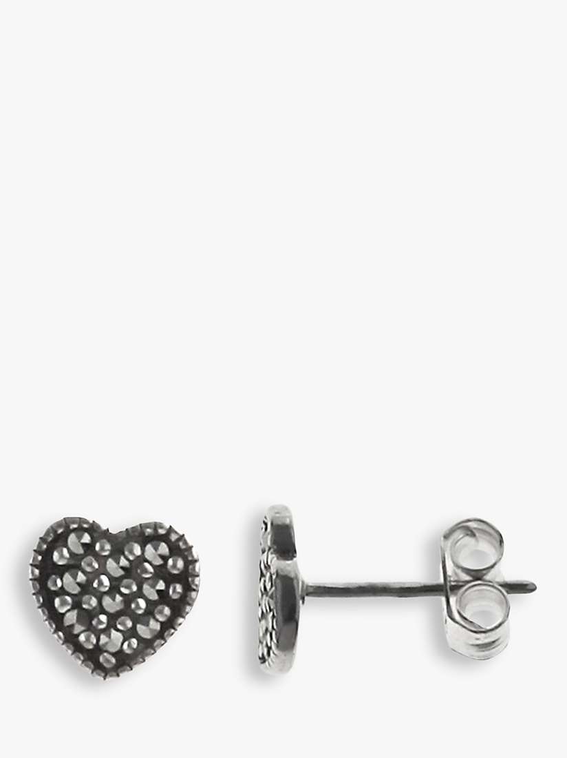 Buy Nina B Marcasite Heart Stud Earrings, Silver Online at johnlewis.com