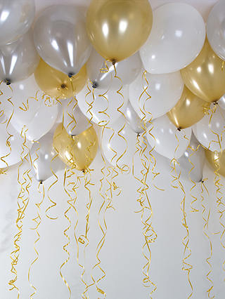 Talking Tables Ceiling Balloons, Pack of 30, Gold, White and Metallic