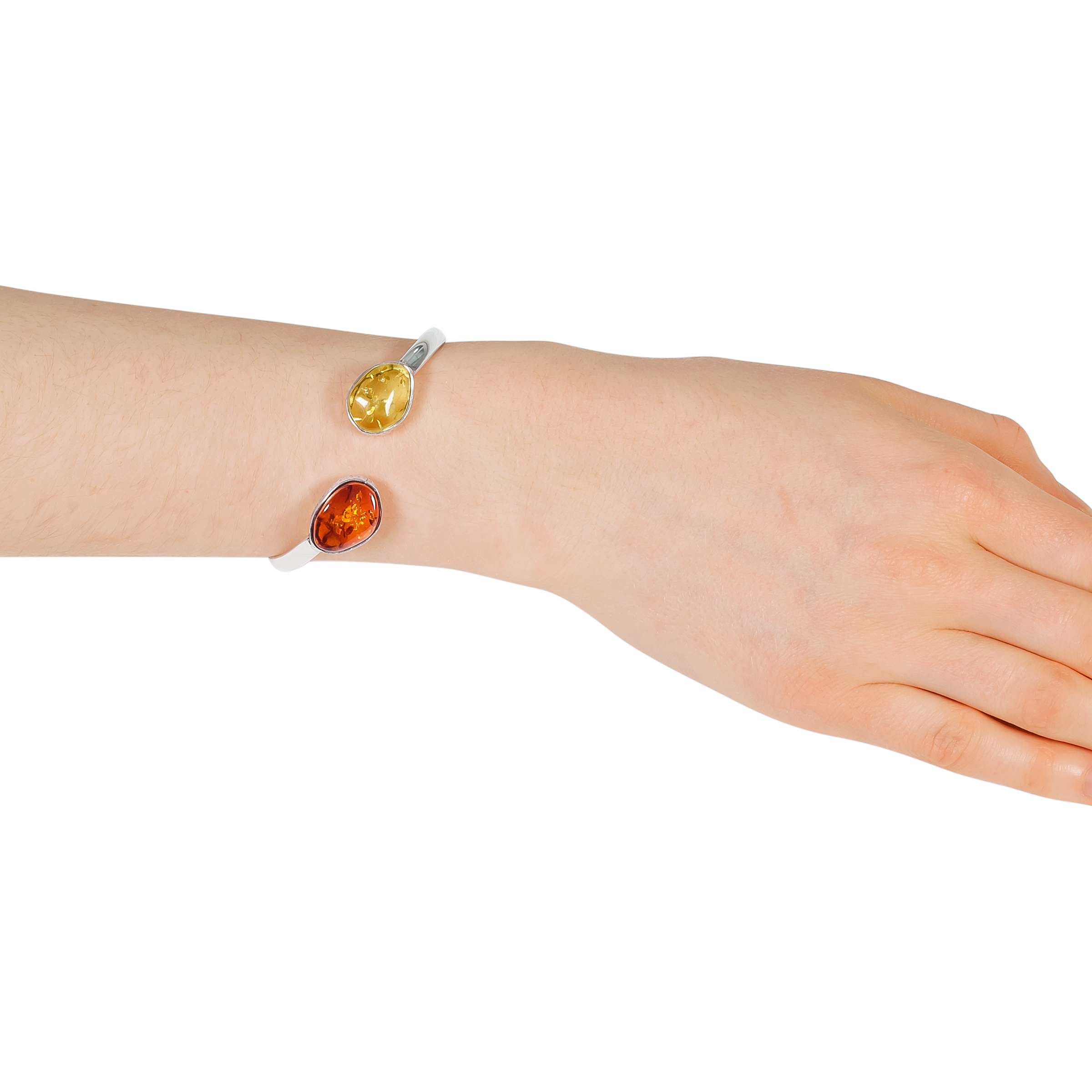 Buy Be-Jewelled Sterling Silver Baltic Amber Cuff, Amber Online at johnlewis.com