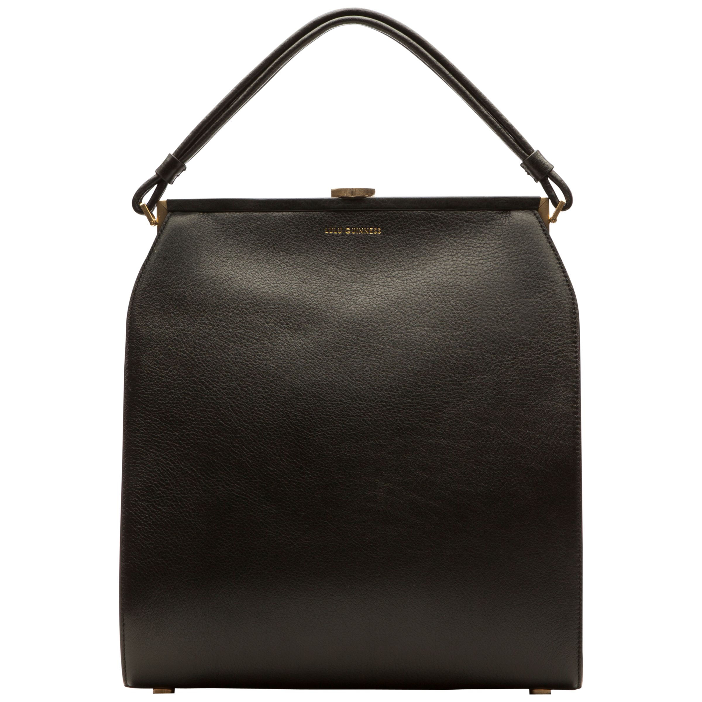 Lulu Guinness Victoria Leather Medium Shoulder Bag, Black