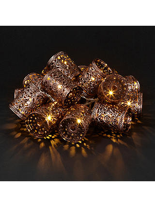 John Lewis & Partners 15 Moroccan LED Lantern Line Lights, Bronze, 5m