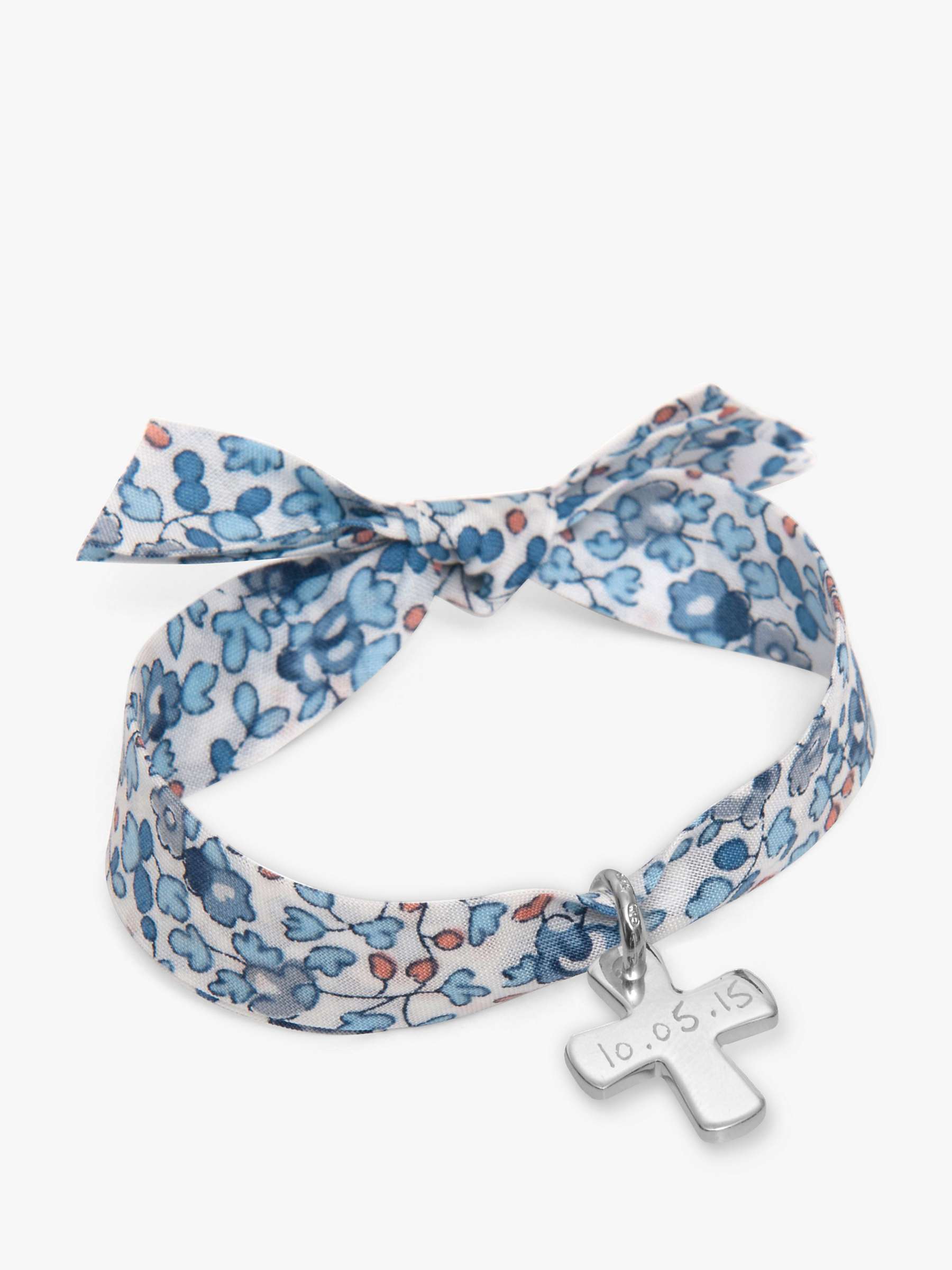 Merci Maman Personalised Sterling Silver Cross Liberty Bracelet, Blue at  John Lewis & Partners