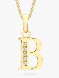 IBB 9ct Gold Cubic Zirconia Initial Pendant Necklace, B