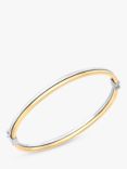 IBB 9ct Two Colour Gold Double Tube Bangle, Yellow Gold/White Gold