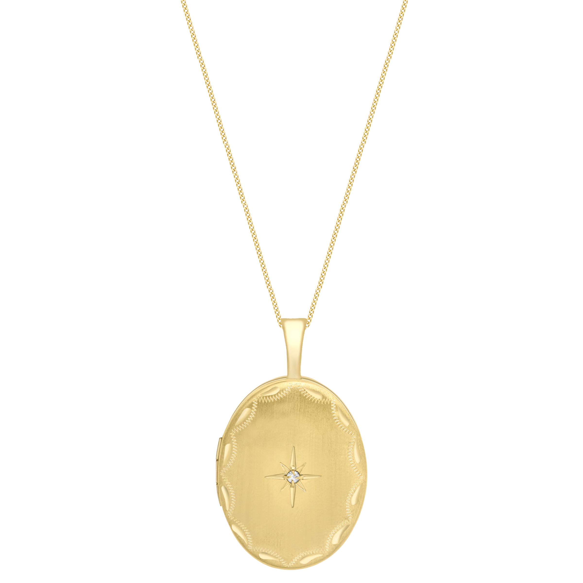 IBB 9ct Gold Oval Locket Pendant Necklace, Gold