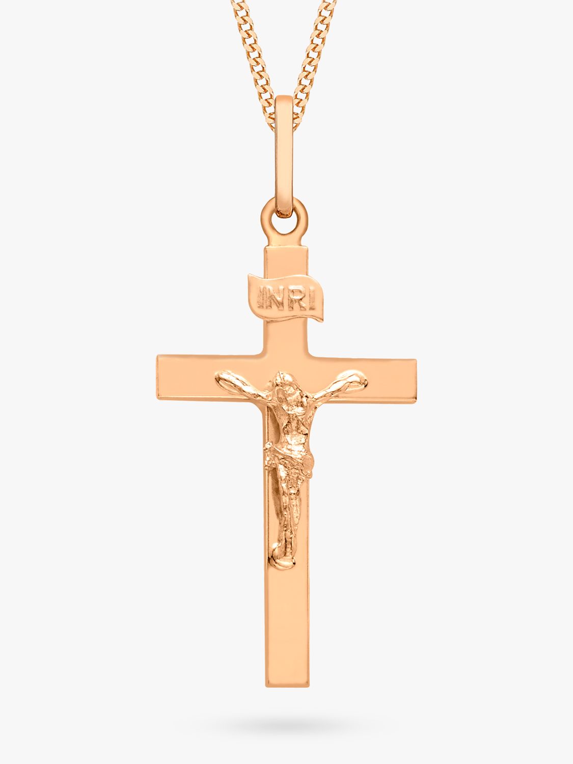 Buy IBB 9ct Rose Gold Cross Pendant, Rose Gold Online at johnlewis.com