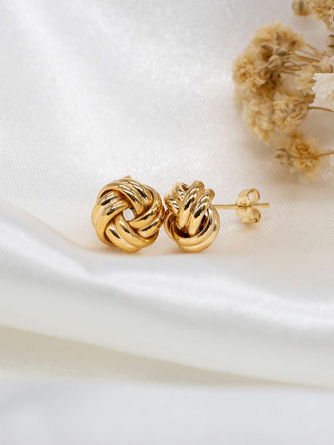 Buy IBB 18ct Yellow Gold Knot Stud Earrings, Yellow Gold Online at johnlewis.com