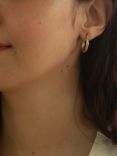 IBB 18ct Gold Two Colour Double Tube Creole Earrings, Gold/White Gold