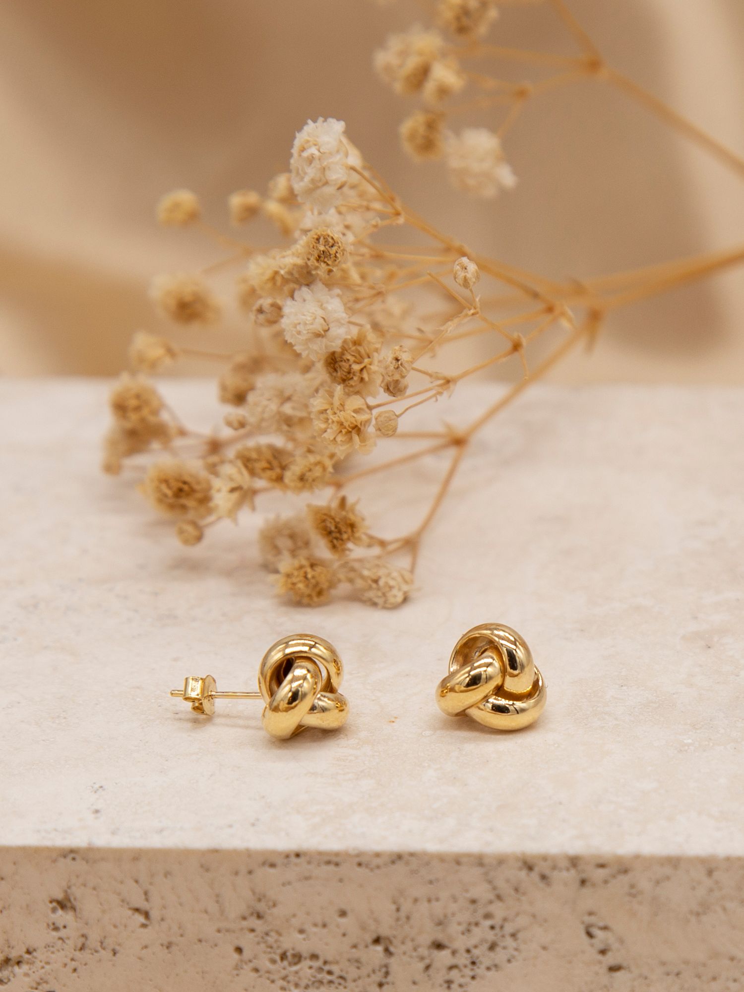 IBB 18ct Yellow Gold Knot Stud Earrings, Yellow Gold at John Lewis ...