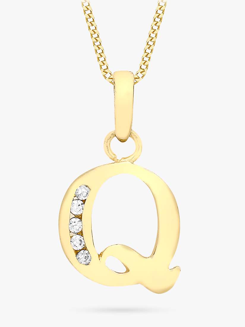 Buy IBB 9ct Gold Cubic Zirconia Initial Pendant Necklace Online at johnlewis.com