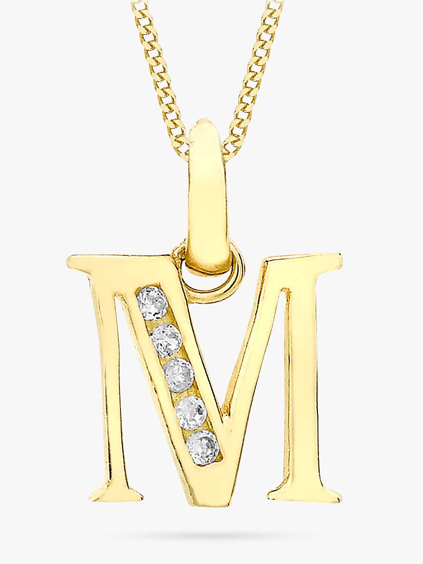 Buy IBB 9ct Gold Cubic Zirconia Initial Pendant Necklace Online at johnlewis.com