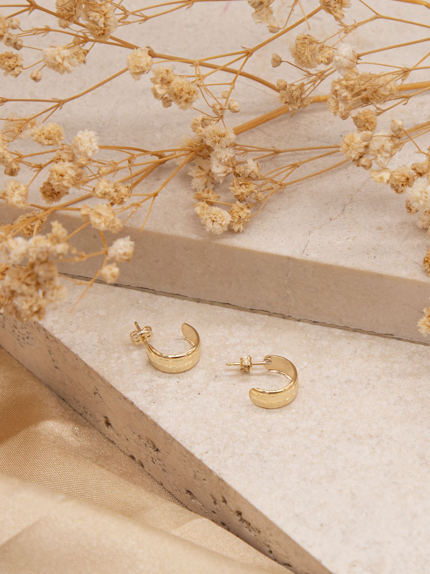 IBB 9ct Gold Half Band Earrings, Gold at John Lewis & Partners