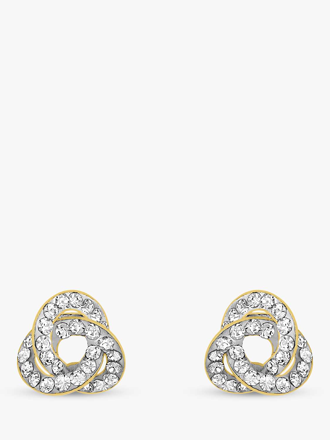 Buy IBB 9ct Yellow Gold Crystalique Knot Stud Earrings, Gold Online at johnlewis.com